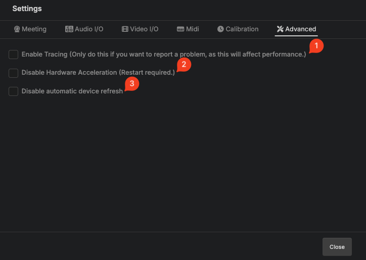 App Settings - Advanced